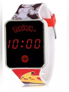 Accutime Pokemon Kid's Touch Screen Red Silicone Strap LED Watch